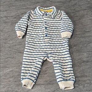 Old Navy Blue & Cream Striped Quilted Baby One-Piece